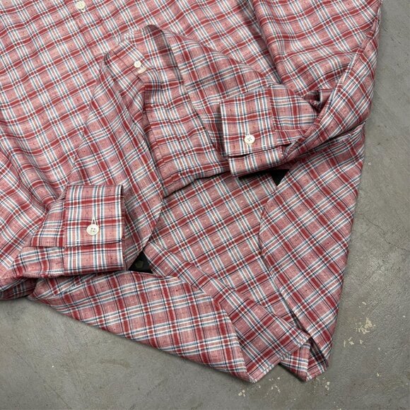 Ermenegildo Zegna Cotton Linen Dress Shirt Check Long Sleeve 15 1/2 Medium - Picture 8 of 11